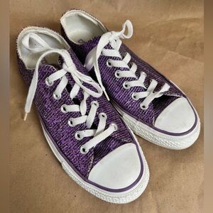 Converse All Star Purple Glitter Low Pro Sneaker. Size 7